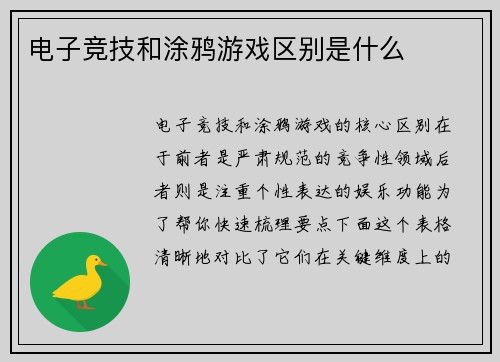 电子竞技和涂鸦游戏区别是什么